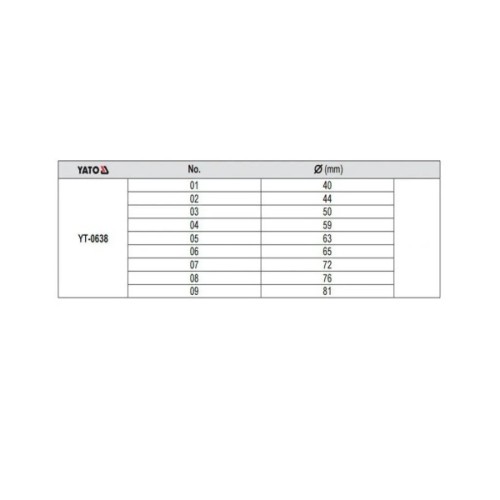 Набір інструментів Yato для встановлення підшипників та ущільнень 10 шт. (YT-0638)