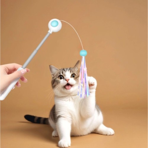 Іграшка для котів Petgravity Інтерактивна висувна вудочка з лазером блакитна (PG-CT053B)