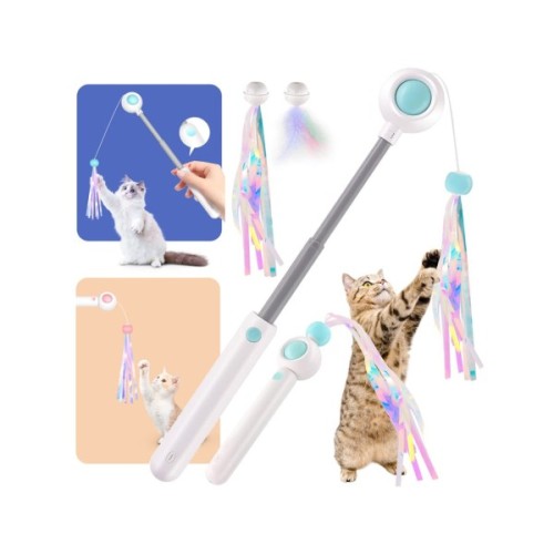Іграшка для котів Petgravity Інтерактивна висувна вудочка з лазером блакитна (PG-CT053B)