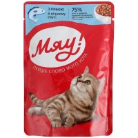 Вологий корм для кішок Мяу! З рибою в ніжному соусі 85 г (4820269142657)