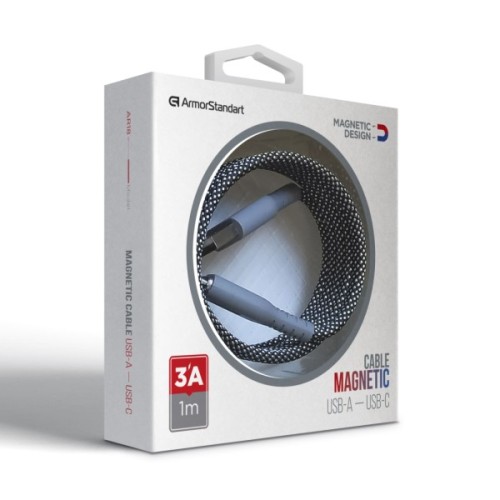 Дата кабель USB 2.0 AM to USB-C 1.0m Magnetic 3A black Armorstandart (ARM75514)
