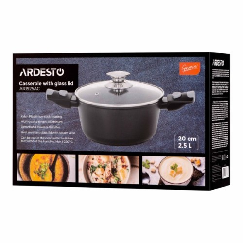 Каструля Ardesto Gemini Bari, 2.5л, алюміній, чорний (AR1925AC)