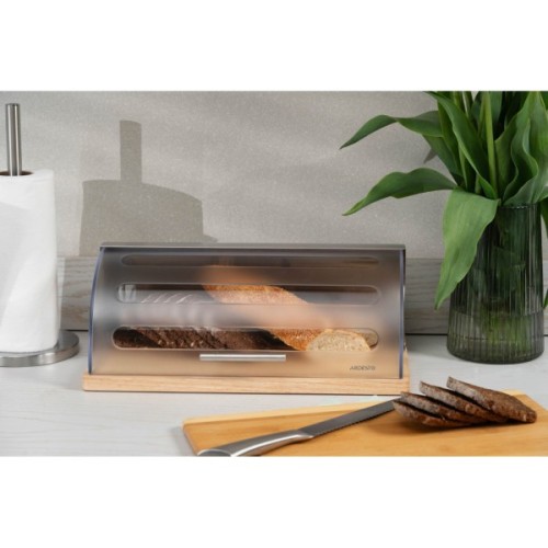 Хлібниця Ardesto Gemini 39х27х15см, дерево, пластик, нержавіюча сталь (AR0914GB)