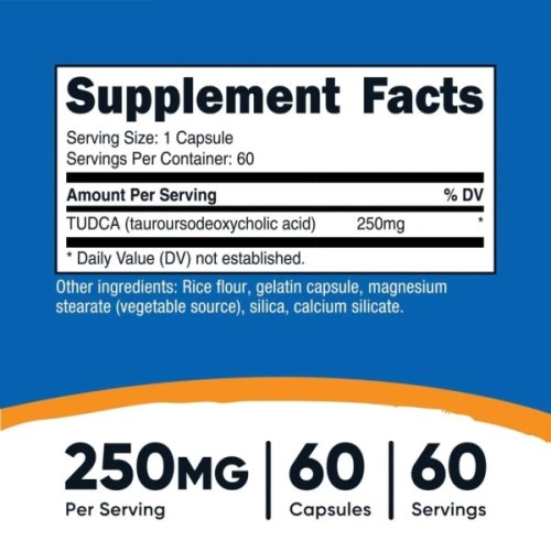 Вітамінно-мінеральний комплекс Nutricost Тауроурсодеоксихолева кислота, 250 мг, TUDCA, 60 капсул (NCS67527)