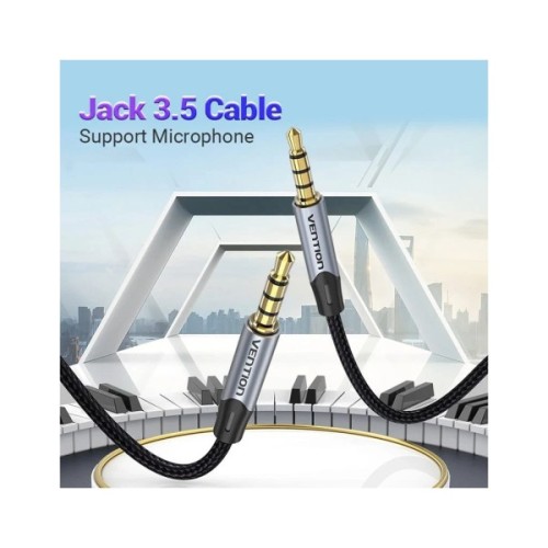 Кабель мультимедійний 3.5mm M to 3.5mm M 1.0m (4pin) gray Vention (BAQHF)