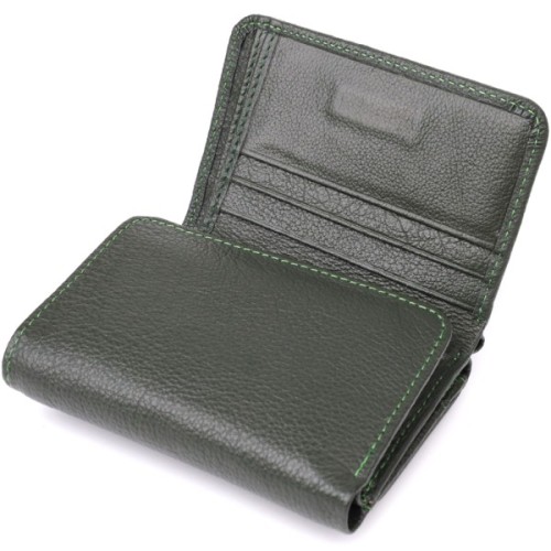 Гаманець ST Leather З натуральної шкіри Зелений (23072)