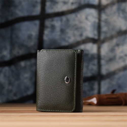 Гаманець ST Leather З натуральної шкіри Зелений (23072)