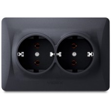Розетка Videx BINERA 2ая с заземлением черн (VF-BNSK2G-BG)