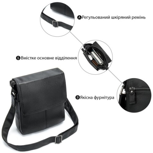 Сумка Vintage Шкіряна Чорна (20015)