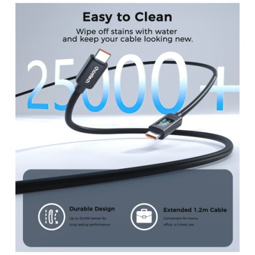 Дата кабель USB-C to USB-C 1.8m PD100W digital display silicone Choetech (XCC-1063)