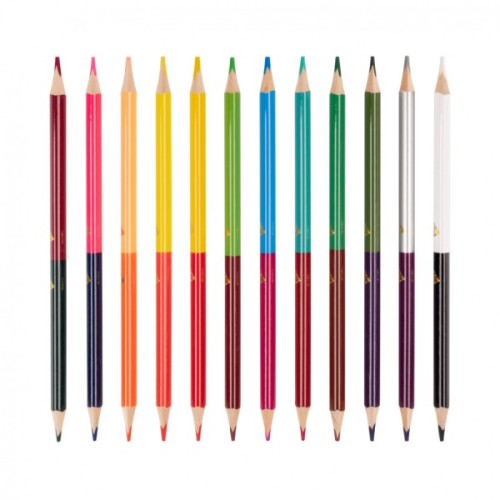 Олівці кольорові Yes Ninja (синьо червоний), двосторонні 12 шт. 24 кол (290749)