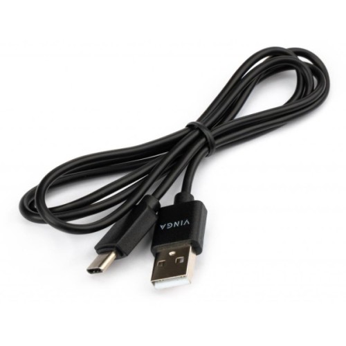 Дата кабель USB 2.0 AM to USB-C 1.0m 3A 18W PVC black Vinga (VCPUSBTC3ABK)