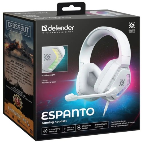 Навушники Defender Espanto RGB USB White (62470)