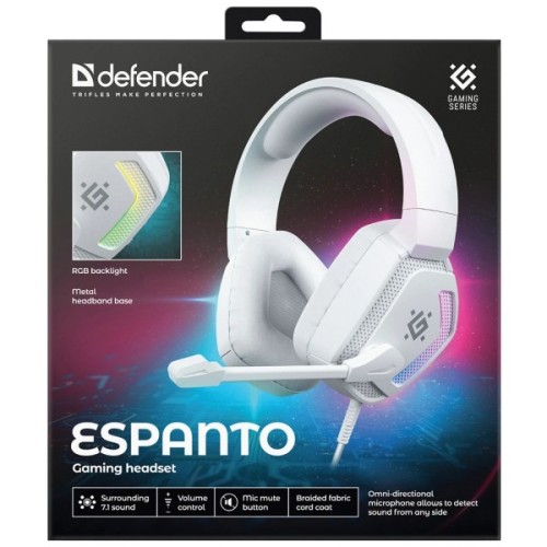 Навушники Defender Espanto RGB USB White (62470)