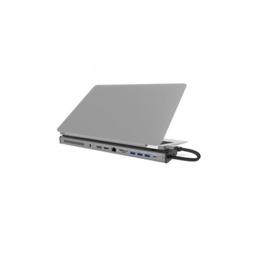 Порт-реплікатор J5create Dock-Station USB-C 10Gbps, 12-in-1 (слот M2 NVMe/хаб/HDMI/DP/PD/картрид/LAN) (JCD552-N)