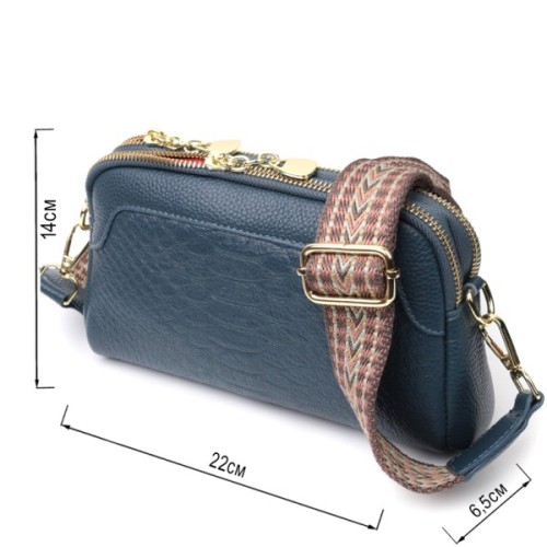 Сумка Vintage На два відділення з натуральної шкіри Синя (22355)