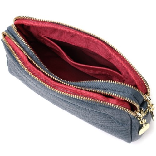 Сумка Vintage На два відділення з натуральної шкіри Синя (22355)