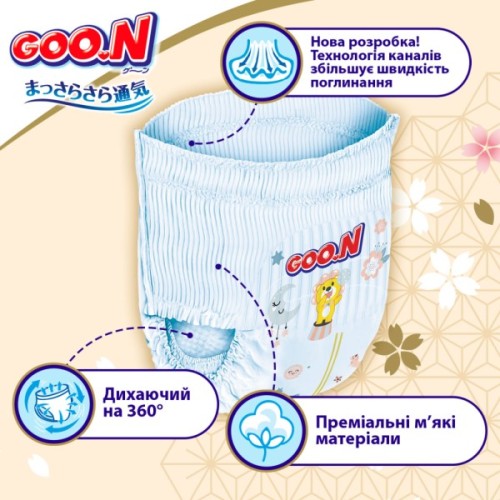 Підгузки GOO.N Premium Soft Трусики 12-17 кг Розмір 5 XL 36 шт (F1010101-158)