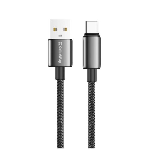 Дата кабель USB 2.0 AM to USB-C 1.0m 3A zinc alloy braided black ColorWay (CW-CBUC098-BK)