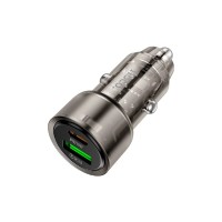 Зарядний пристрій HOCO 1xUSB-C PD38W + 1xUSB car adapter transparent Z52 black (6942007601740)