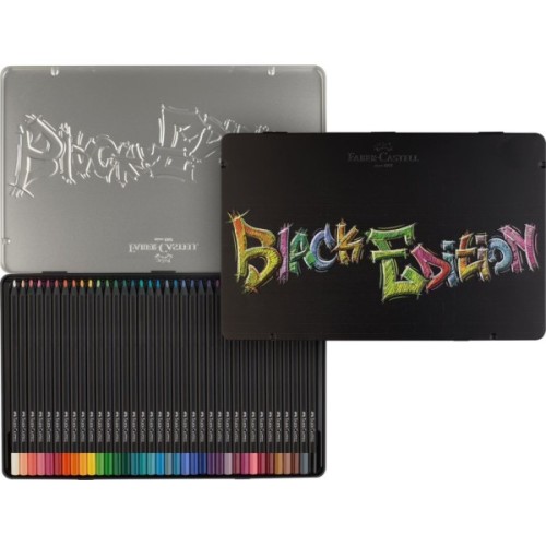 Олівці кольорові Faber-Castell Black Edition colour pencils 36 кольорів тригранні чорне дерево, металева коробка, 116437 (32085)