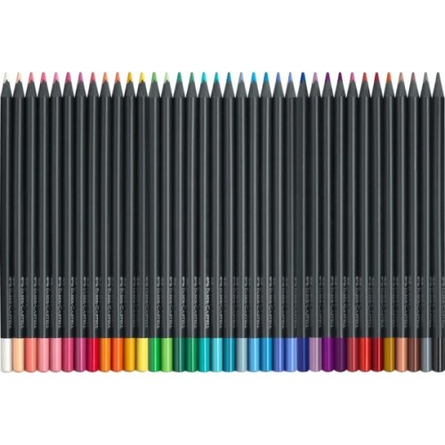 Олівці кольорові Faber-Castell Black Edition colour pencils 36 кольорів тригранні чорне дерево, металева коробка, 116437 (32085)