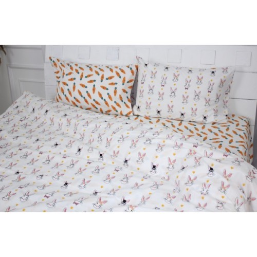 Постільна білизна MirSon Бязь 17-0529 Bunnies white Односпальний (2200003674002)