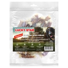 Ласощі для собак Lucky Star Кальцієва кістка в обгортці з качиного в'яленого м'яса 500 г (4820144201196)