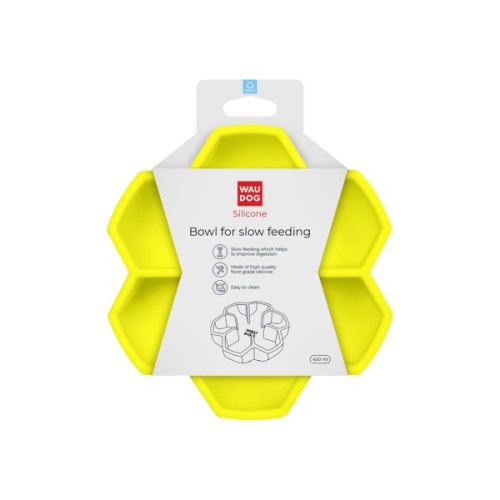 Універсальний посуд для тварин WAUDOG Silicone миска для повільного харчування 450 мл жовта (23538)