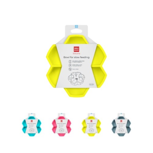 Універсальний посуд для тварин WAUDOG Silicone миска для повільного харчування 450 мл жовта (23538)