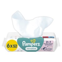 Дитячі вологі серветки Pampers Sensitive 6 пачок х 52 шт (8001841041452)