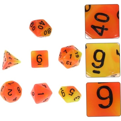 Набір кубиків для настільних ігор Games 7 Days Double Color Glow in the dark 7 Dice Set - Red-Orange (g7dglowdc03)