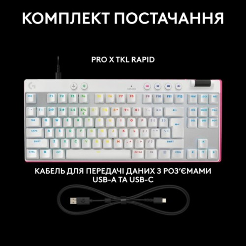 Клавіатура Logitech G PRO X TKL Rapid Linear USB UA White (920-013242)