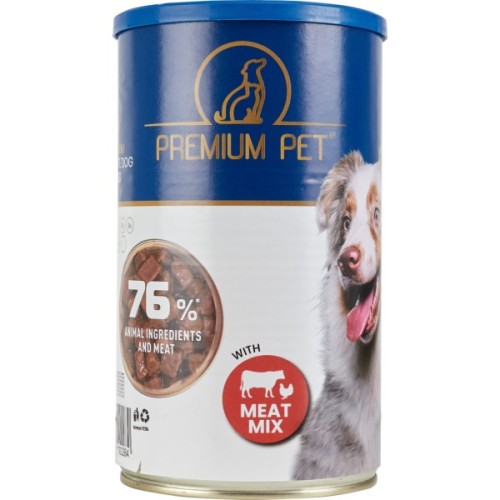 Консерви для собак PREMIUM PET М'ясне асорті шматочки в соусі 1.240 г (4820255192284)