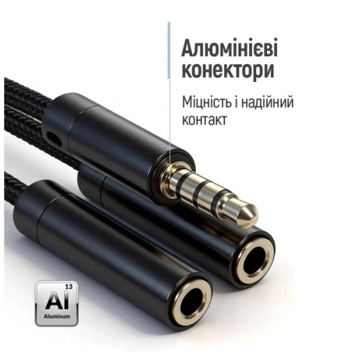 Перехідник ColorWay 3.5мм AM to 2*3.5 мм AF, 0.28m (CW-AD-J2FJ)