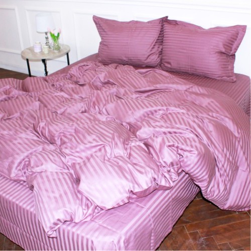 Постільна білизна MirSon Satin Stripe 30-0008 Smoky Pink 220х240 King Size (2200005250310)
