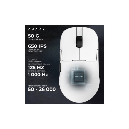 Мишка Ajazz AJ159PRO Wireless/Bluetooth/USB Charging Dock White (AJ159-PRO-W)