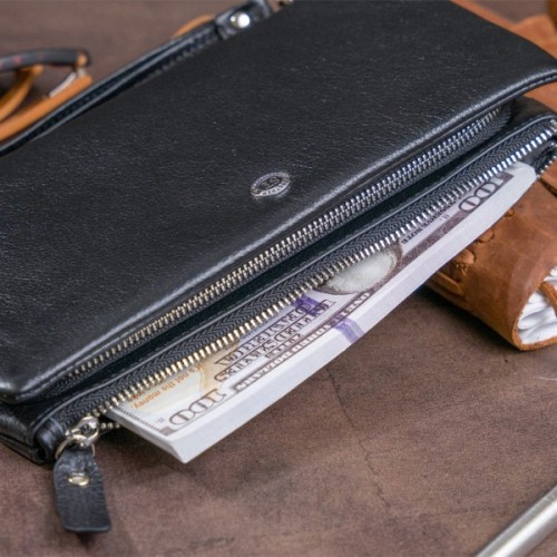 Гаманець ST Leather Зі шкіри Чорний (19310)