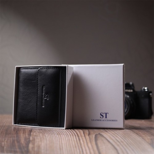 Гаманець ST Leather З натуральної шкіри Чорний (22719)