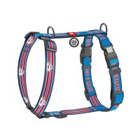 Шлея для собак WAUDOG Nylon H-подібна з QR-паспортом "Супермен Ретро", світловідбивна М (344-1082)