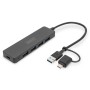 Концентратор Digitus USB-C + USB-A to 4xUSB-A 0.2m black (DA-70235)