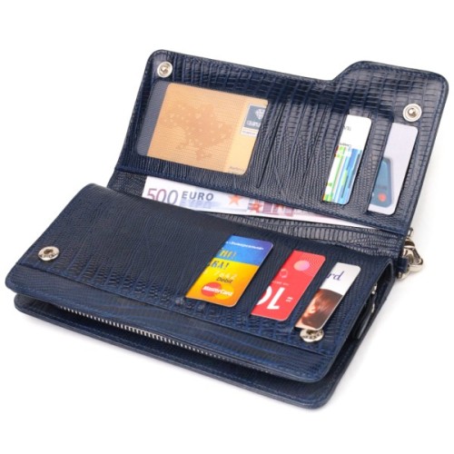 Портмоне Canpellini З натуральної шкіри Синє (21542)