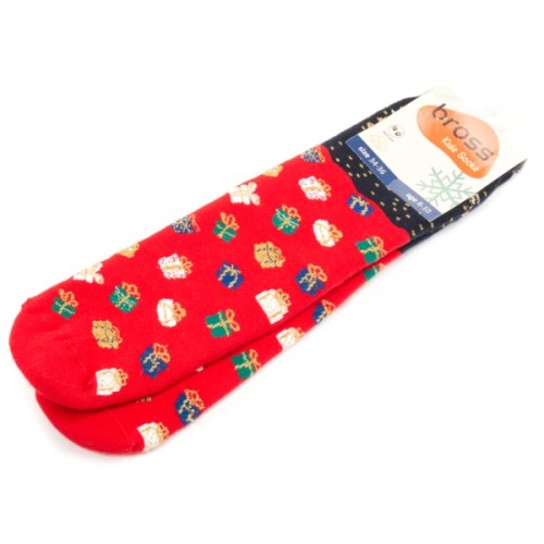 Шкарпетки дитячі Bross новорічні махрові (10436-6-8-red)