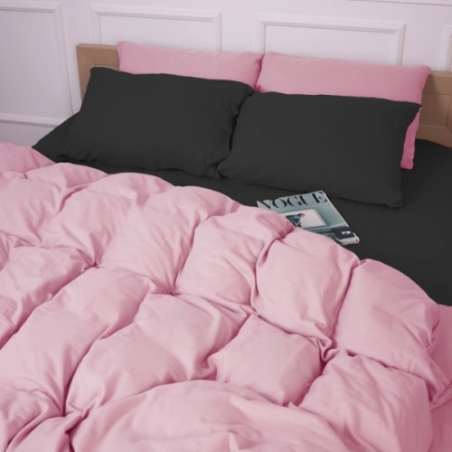 Постільна білизна MirSon 002-008 Black/Pink Фланель 2x143x210 Сімейний (2200009661877)