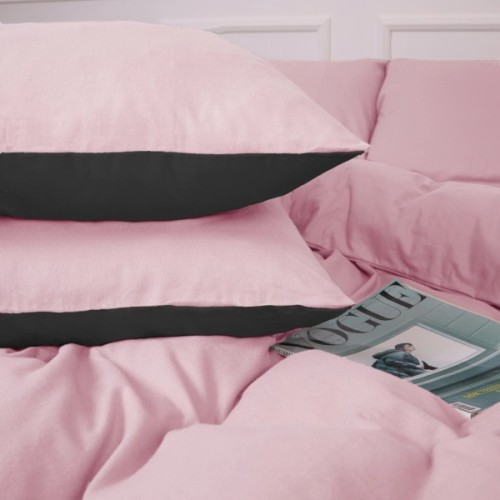 Постільна білизна MirSon 002-008 Black/Pink Фланель 2x143x210 Сімейний (2200009661877)