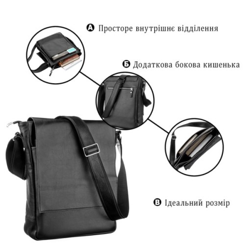 Сумка Shvigel Шкіряна Чорна (11079)