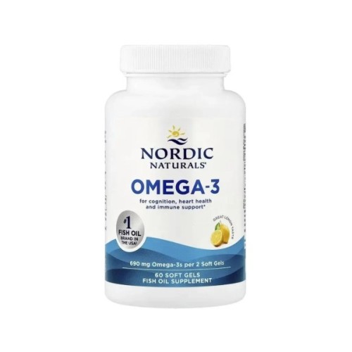 Вітамінно-мінеральний комплекс Nordic Naturals Омега-3, 690 мг на порцію, смак лимона, Omega-3, 60 гелевих кап (NOR-01760)