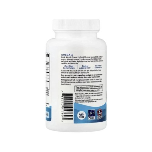 Вітамінно-мінеральний комплекс Nordic Naturals Омега-3, 690 мг на порцію, смак лимона, Omega-3, 60 гелевих кап (NOR-01760)