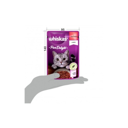 Вологий корм для кішок Whiskas Pure Delight з яловичиною в желе 85 г (5900951263194)