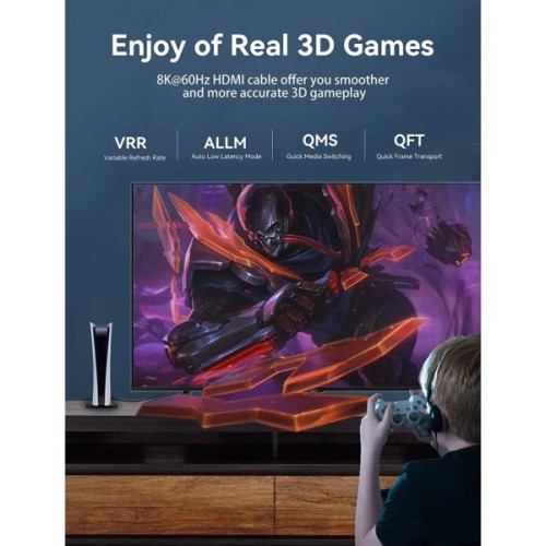 Кабель мультимедійний HDMI M to HDMI M 5.0m 8K60Hz cotton braided blue Vention (ALGLJ)